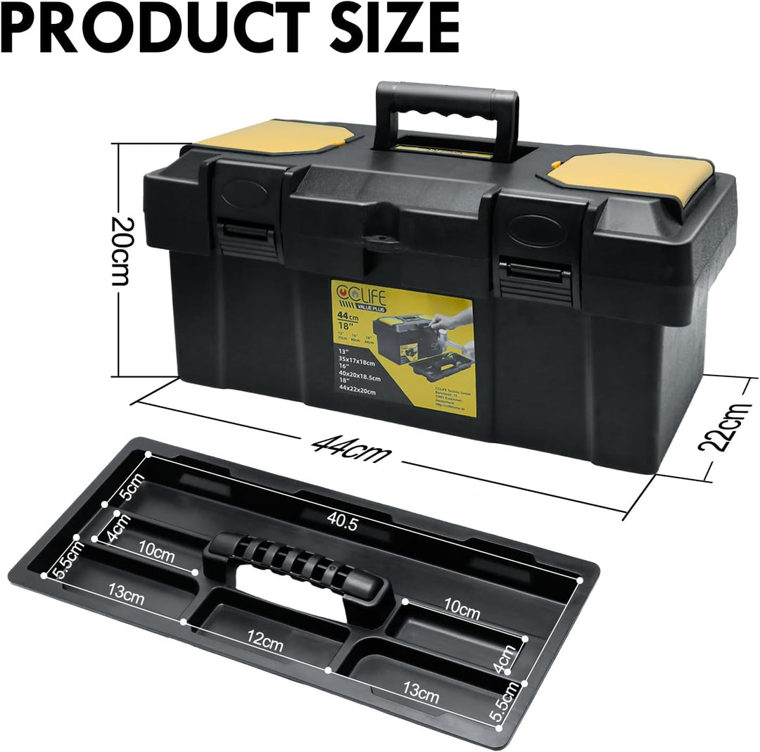 CCLIFE Werkzeugbox 18" Werkzeugkasten 44 x 22 x 20 cm Koffer mit 2 kleinen Aufbewahrungsboxen, Schne