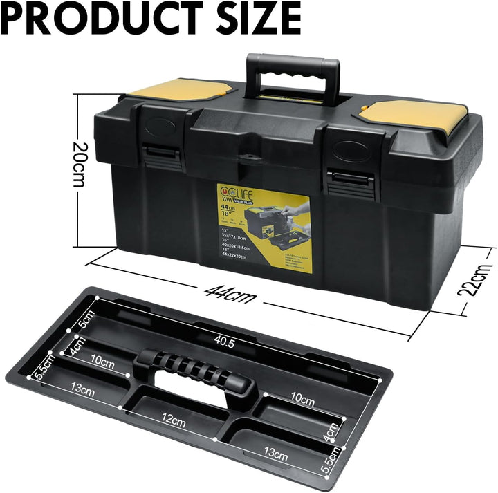 CCLIFE Werkzeugbox 18" Werkzeugkasten 44 x 22 x 20 cm Koffer mit 2 kleinen Aufbewahrungsboxen, Schne