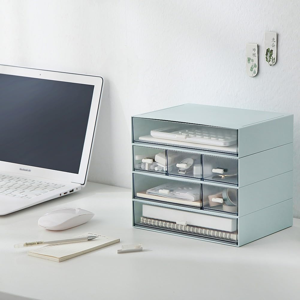 Aufbewahrungsbox mit 6 Schubladen, Stapelbar Desktop Handwerk Schublade Schrank, Klare Schreibtisch