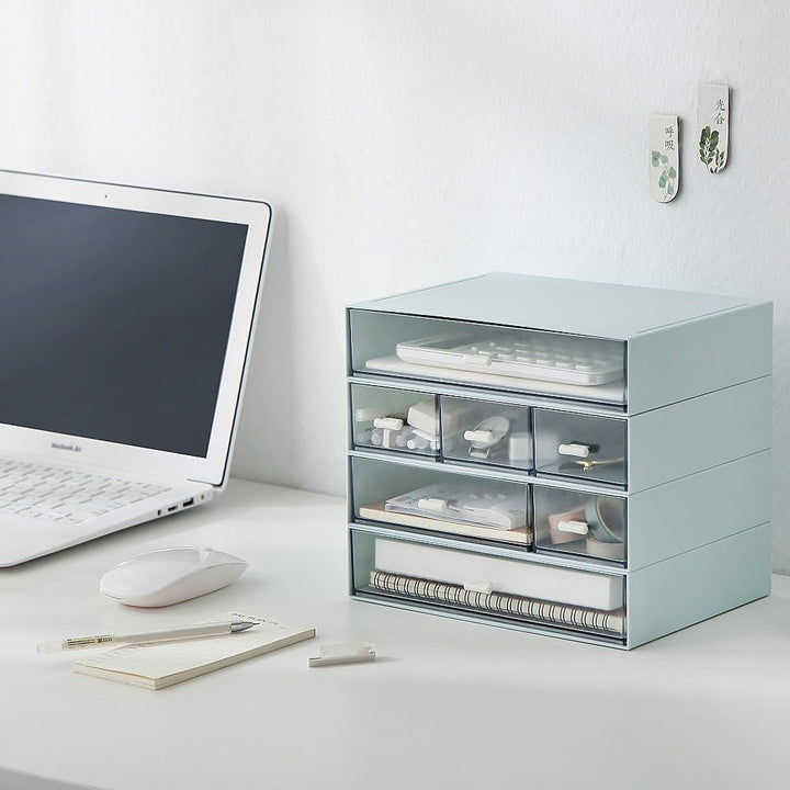 Aufbewahrungsbox mit 6 Schubladen, Stapelbar Desktop Handwerk Schublade Schrank, Klare Schreibtisch
