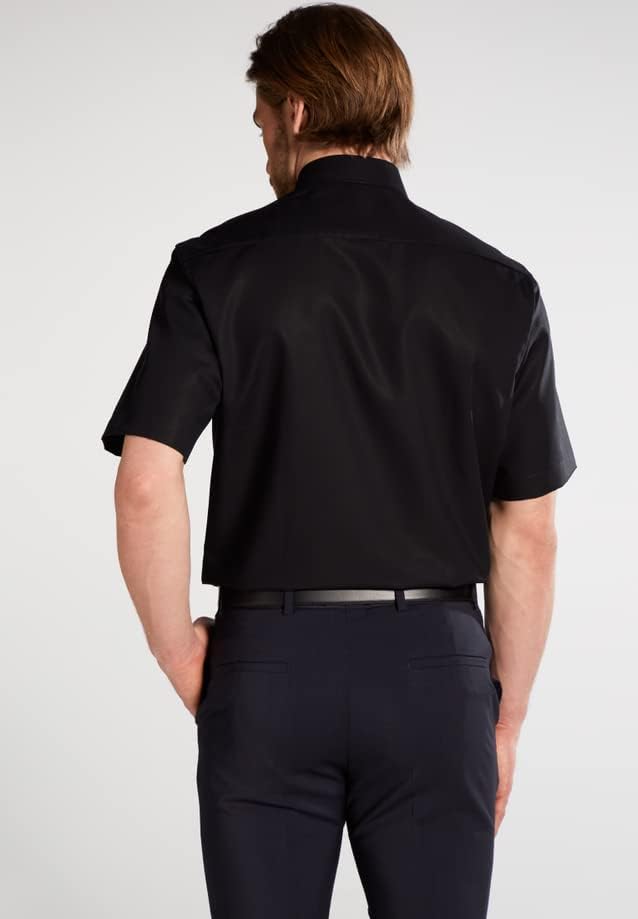 ETERNA Langarm Hemd COMFORT FIT Pinpoint unifarben mit Classic Kent Kragen 39 Schwarz (39), 39 Schwa