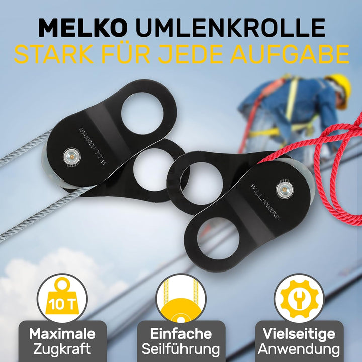 Melko Riemenscheibe Umlenkrolle 10 t für Seilwinde Stahl Flaschenzug Seilrolle Forstseilwinde für Se