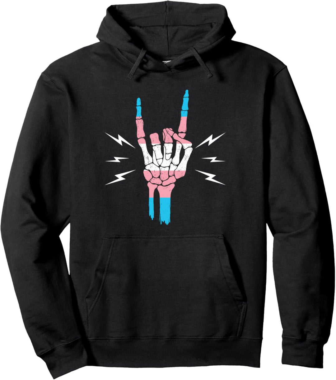 Transgender Pride Flagge Lustiges Skelett Hand Transgender Pullover Hoodie