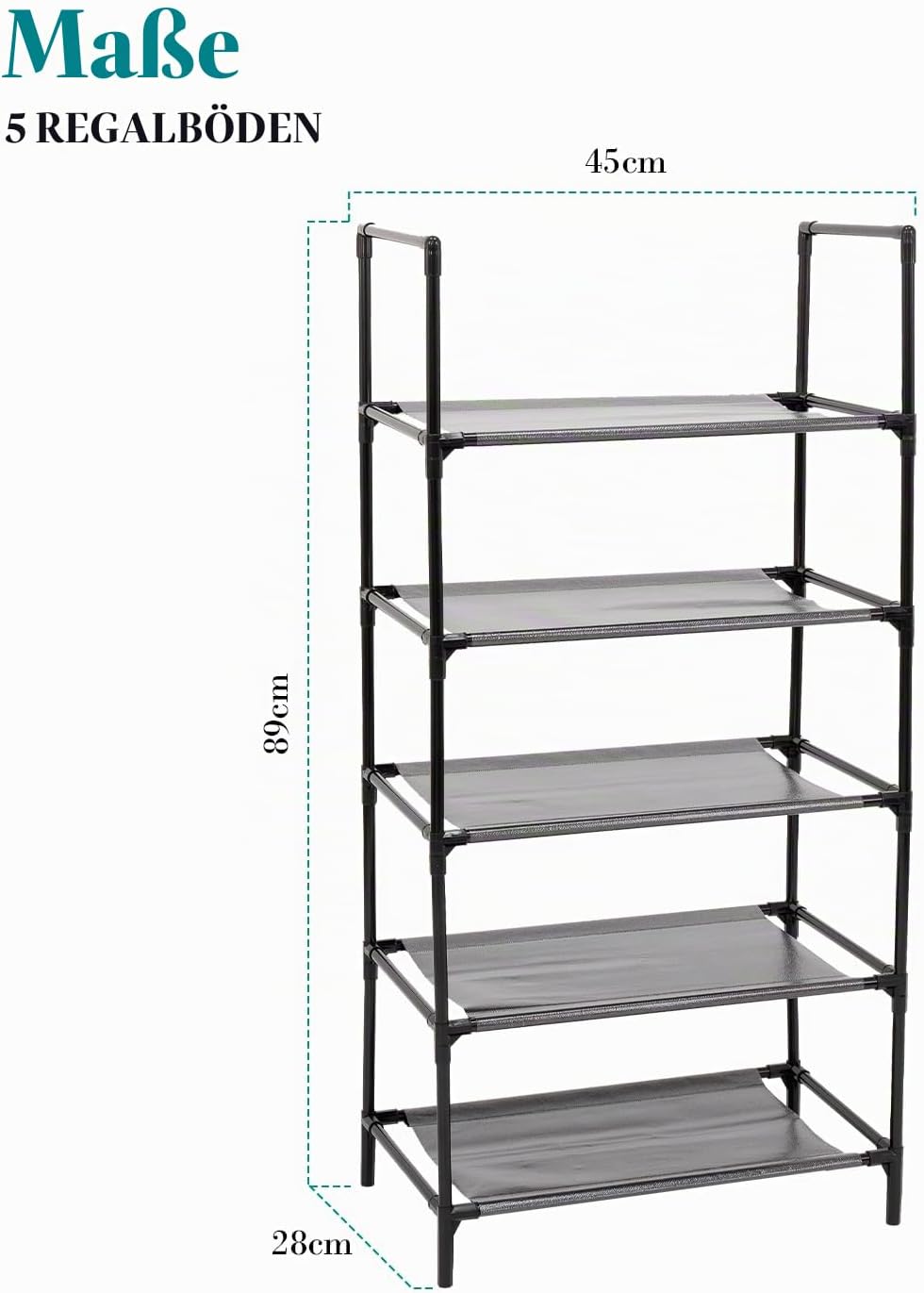 edihome, Schuhregal, 5 Ebenen, (28 x 45 x 89 cm), Schuhschrank Schmal, Schmale und hohe Schuhregale