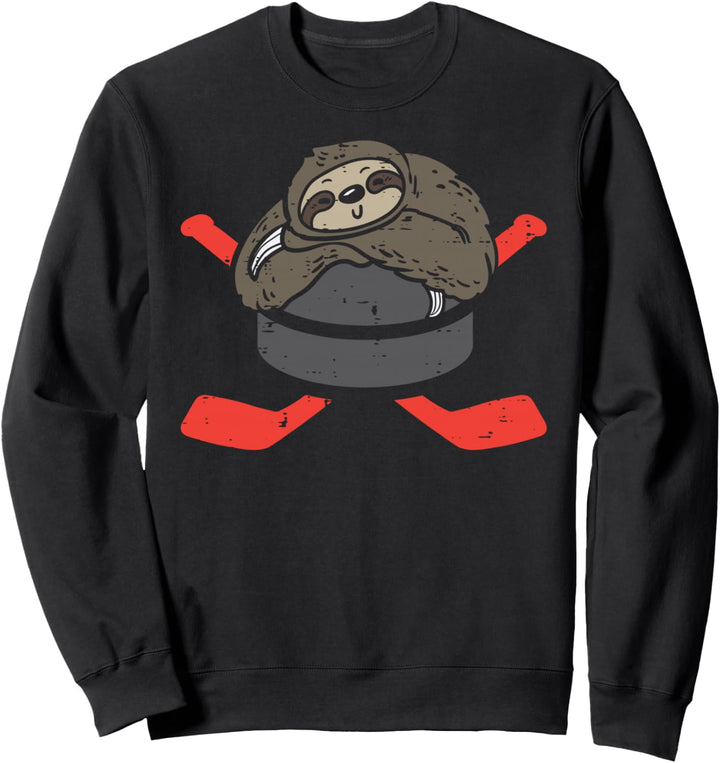 Faultier Eishockey niedlich Tier Sport Spieler Männer Mädchen Jungen Sweatshirt