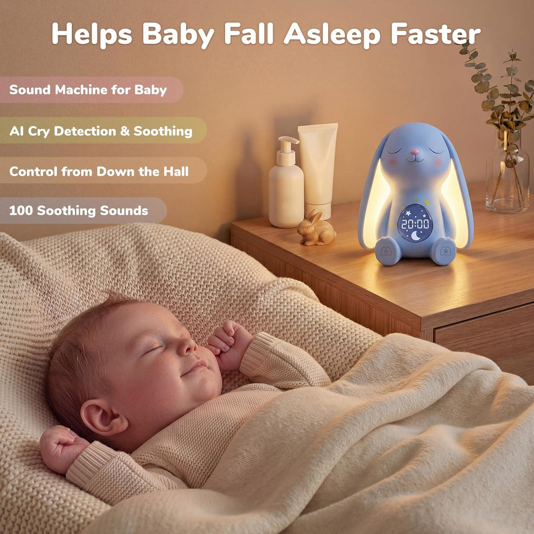 MeWaii White Noise Machine Baby mit Weinen-Erkennung & Wecker, 100 Weisses Rauschen, 22 Stunden Akku