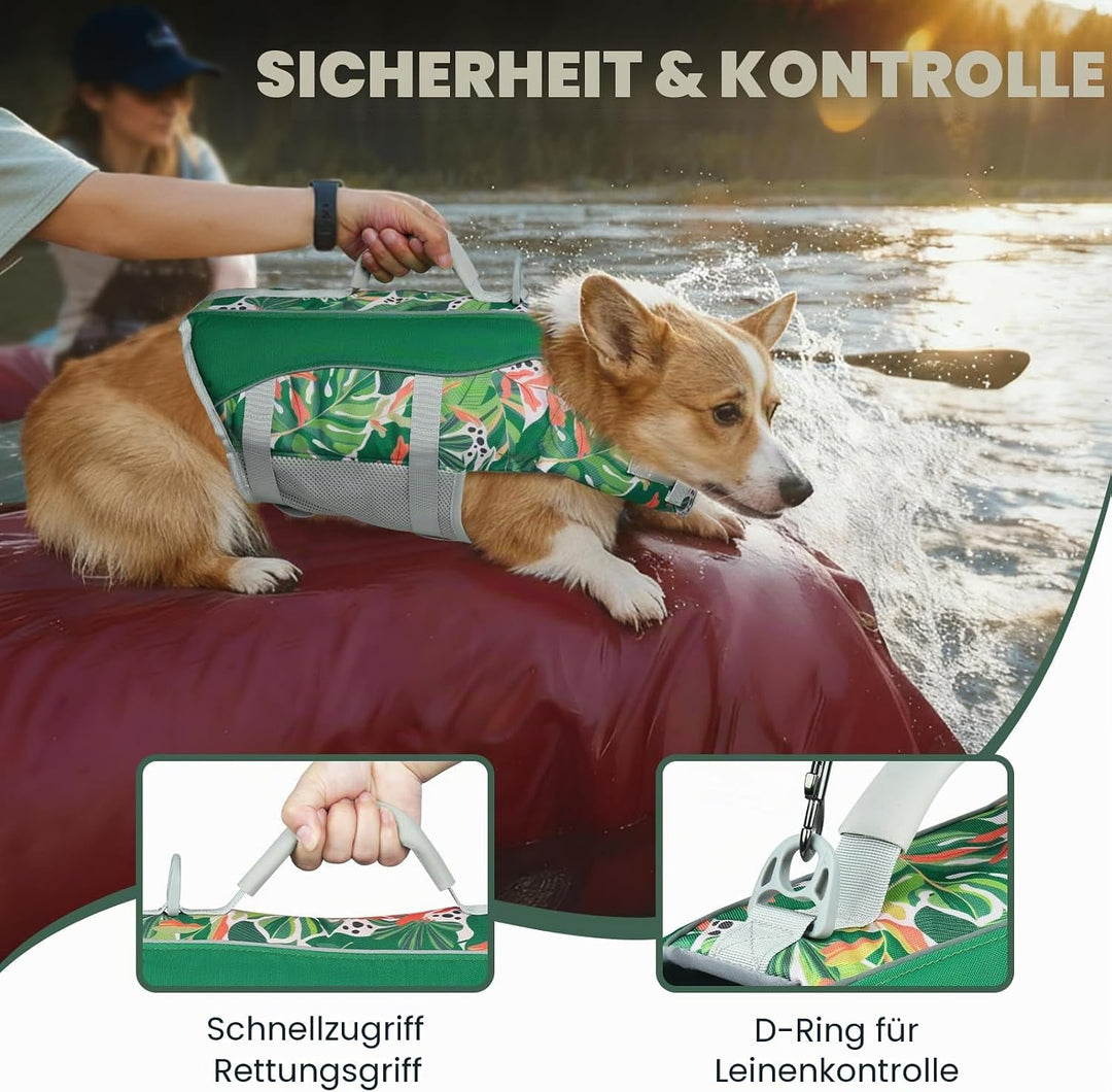 VIVAGLORY Front Float Schwimmweste Hund, Hundeschwimmweste für Bootfahren, Schwimmweste with Kopfstü