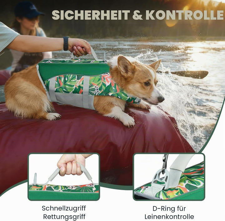 VIVAGLORY Front Float Schwimmweste Hund, Hundeschwimmweste für Bootfahren, Schwimmweste with Kopfstü