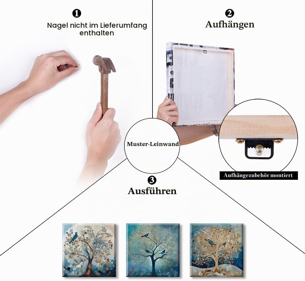 Piy Painting Blauer Baum Leinwandbild Abstrakte Moderne Wohnzimmerbilder Kunstdrücke auf Leinwand Um