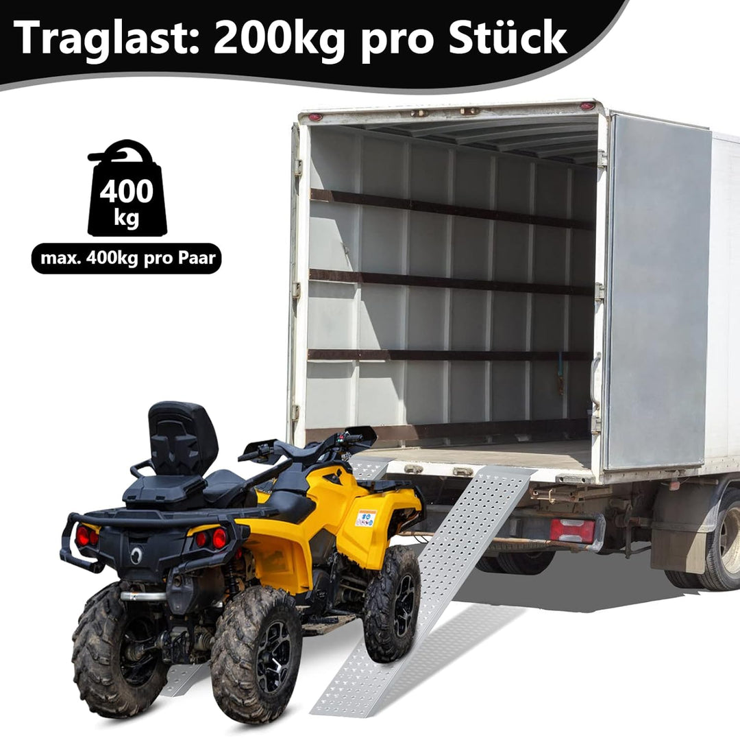 Herrselsam Verladerampe 2er Set Auffahrrampe 400kg Tragfähigkeit Laderampe Antirutsch verzinkter Sta