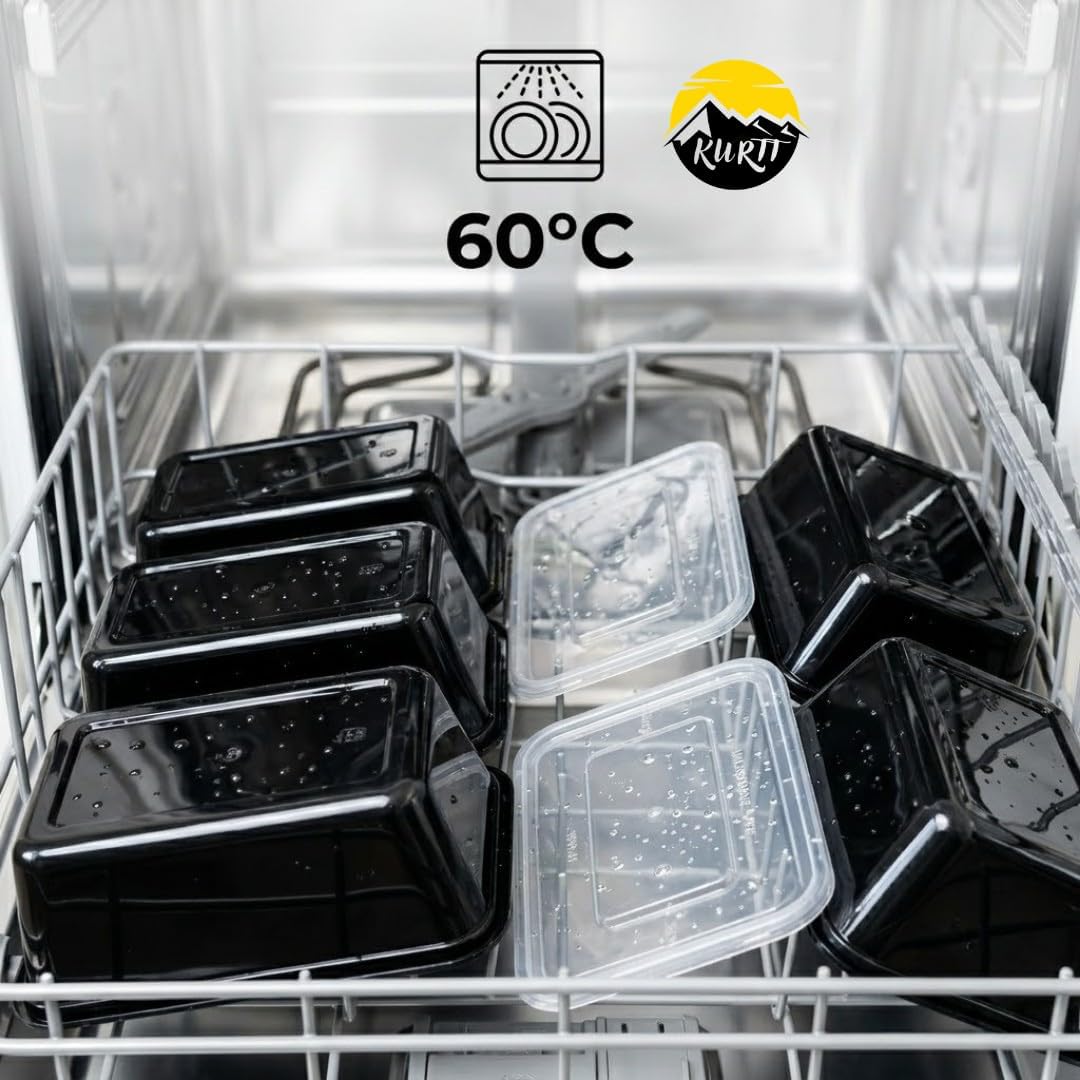 KURTT 100 Stück, Mealprep-Behälter, Mahlzeitsbehälter, Mikrowellenschalen mit Deckeln, Frischhaltebe