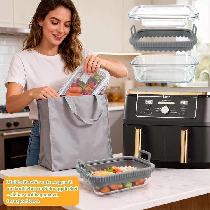 BYKITCHEN Airfryer Zubehör für Ninja AF400EU/AF500EU/SL400EU/Cosori Heissluftfritteuse 2 kammern, Au