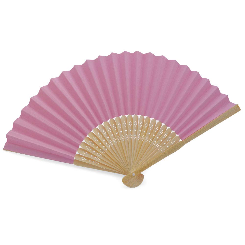 Handfächer aus weissem Papier und Bambus für Hochzeiten (Rosa, 50 Handfächer) Rosa 50 Handfächer, Ro
