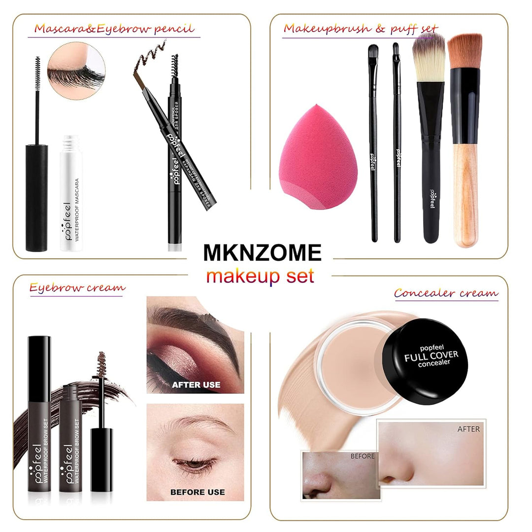 Professionelles Makeup Set, MKNZOME 30St Kosmetik Starter Kit mit Schminktasche Tragbare Reise Makeu