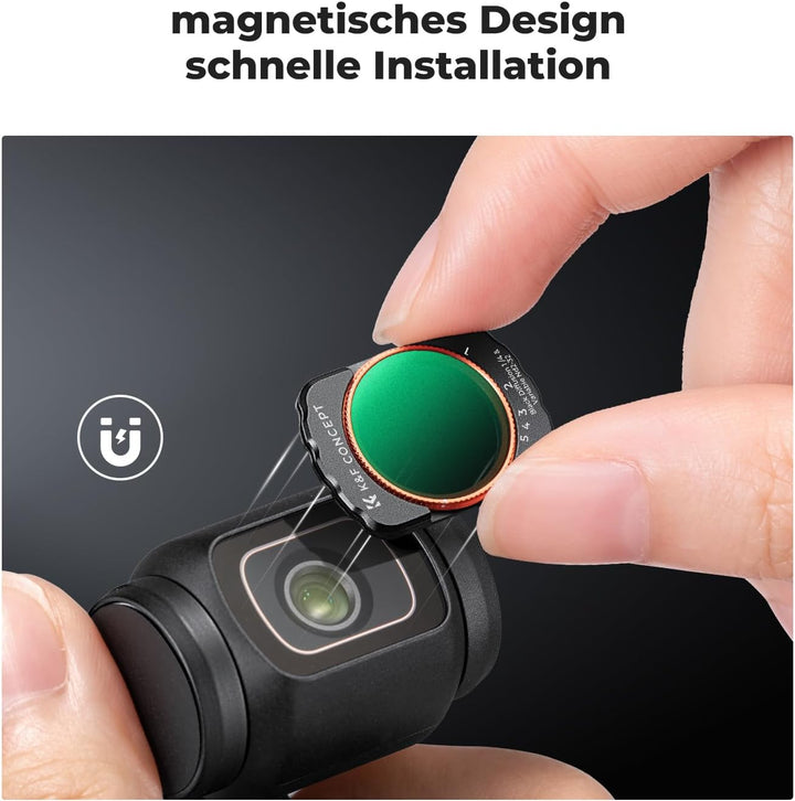 K&F Concept OSMO Pocket 3 Magnetischer ND2-ND32&Black Mist 1/4 Filter Kompatibel mit DJI OSMO Pocket