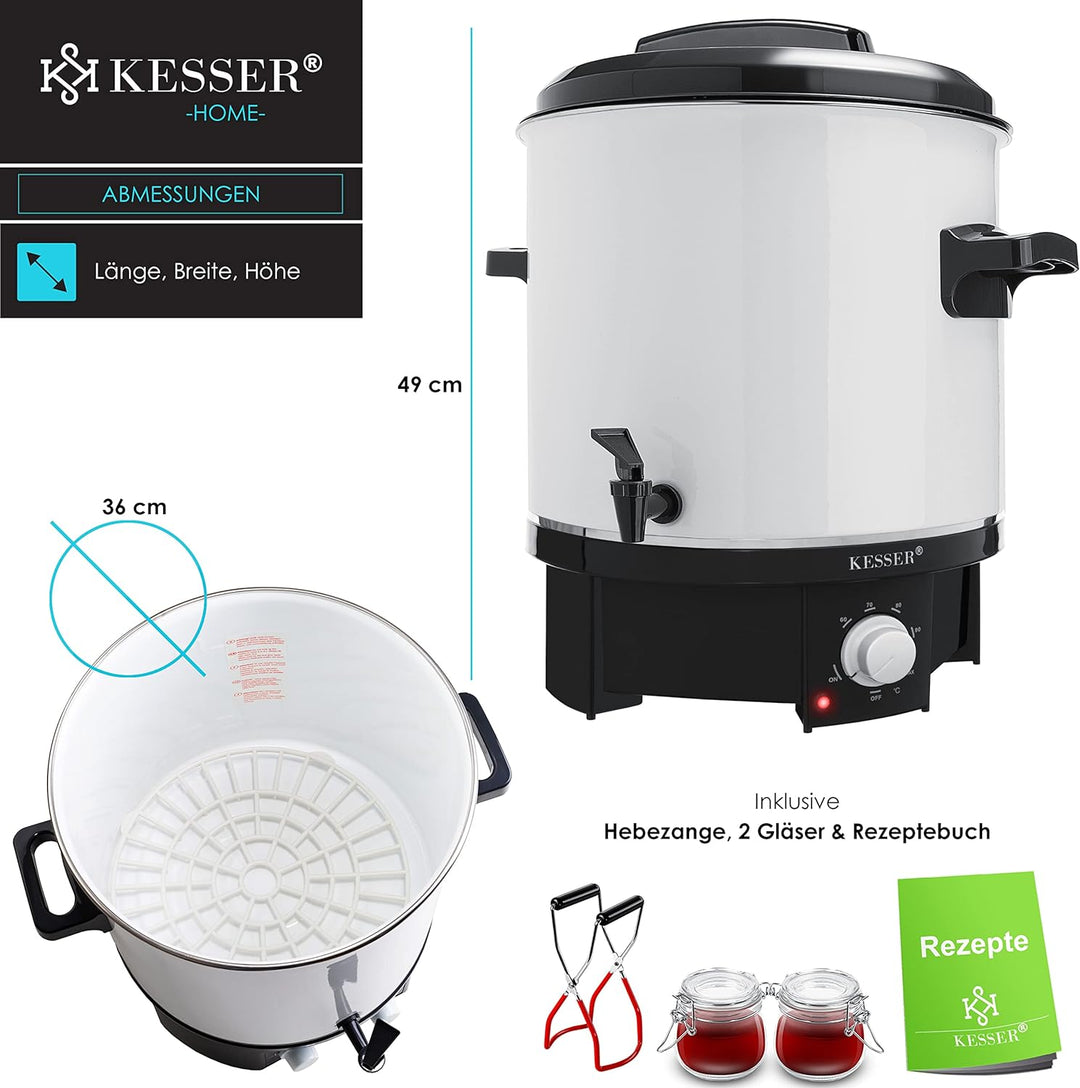 KESSER Einkochautomat 27 Liter | 1800 Watt | Temperatur von 30-100°C | Dauerbetrieb | Abschaltautoma