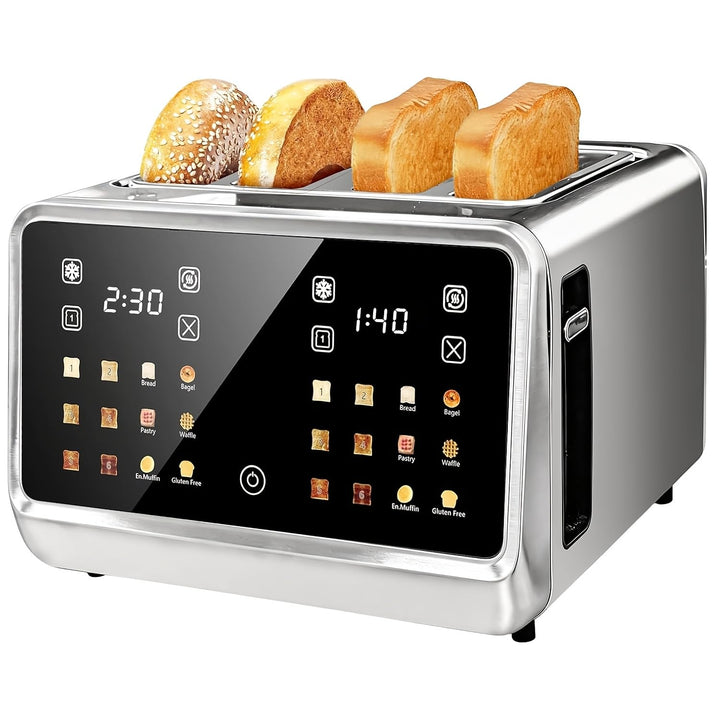 Toaster 4 Slice, Digital Smart Toaster with TouchScreen, Dual Control Panel, Single Slot Toasting, T