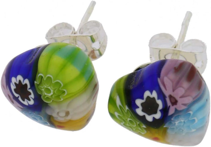 Millefiori Herz Ohrstecker # 1