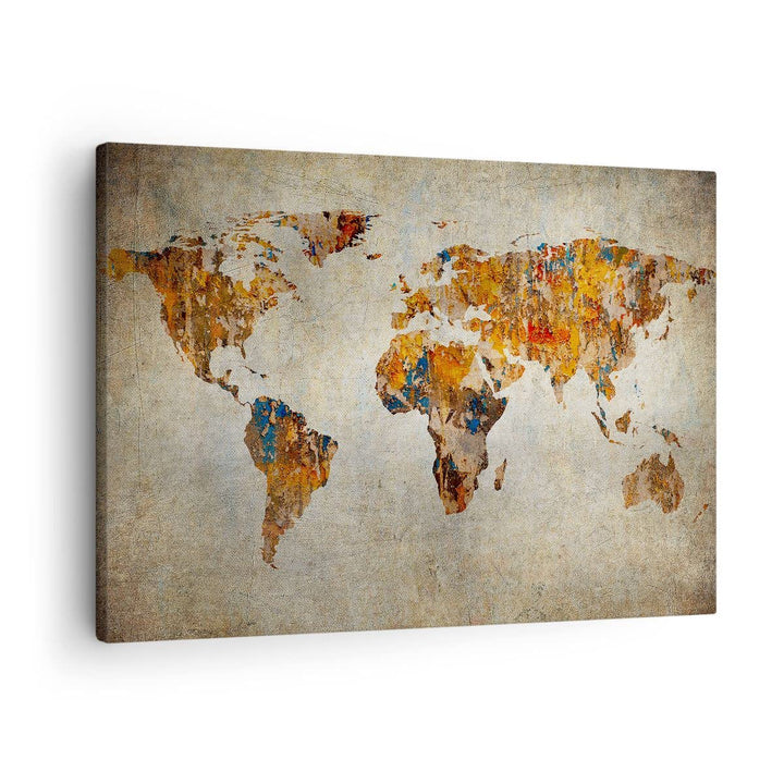 Bilder auf Leinwand Welt Karte Kontinente Geographie Leinwandbild 70x50cm Wandbilder Dekoration Wohn
