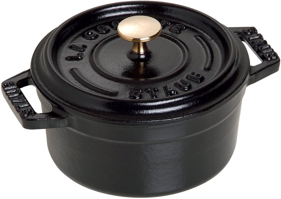 Staub 40500-101-0 Mini Cocotte, rund mit Deckel 10 cm, 0,25 L, induktionsgeeignet, mit mattschwarzer