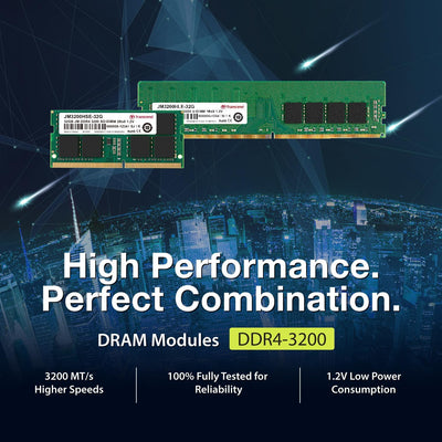 Transcend 32GB JM DDR4 3200Mhz SO-DIMM JM3200HSE-32G 32 GB_UDIMM (2GX8), 32 GB_UDIMM (2GX8)