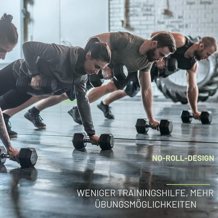PhysKcal Hexagon Hanteln Poly-Gummierte | 2,5-20 kg | Rutschsicher Ummantelt | Ergonomische Verchrom