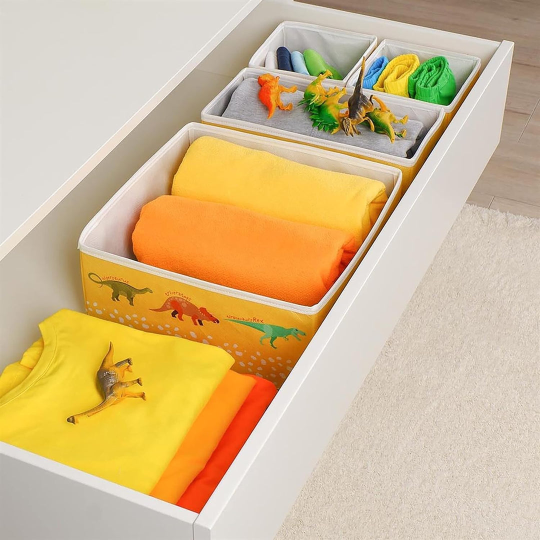 Ocean Home Textile 4er Set Dinosaurier Aufbewahrungsbox für Kinderzimmer, Faltbare Schubladen Ordnun