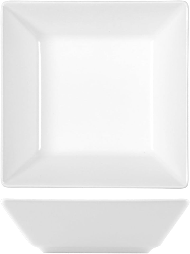 H&H Set 6 Piatti Fondi Quadrati Osaka In Stoneware Bianco Cm 17X5H