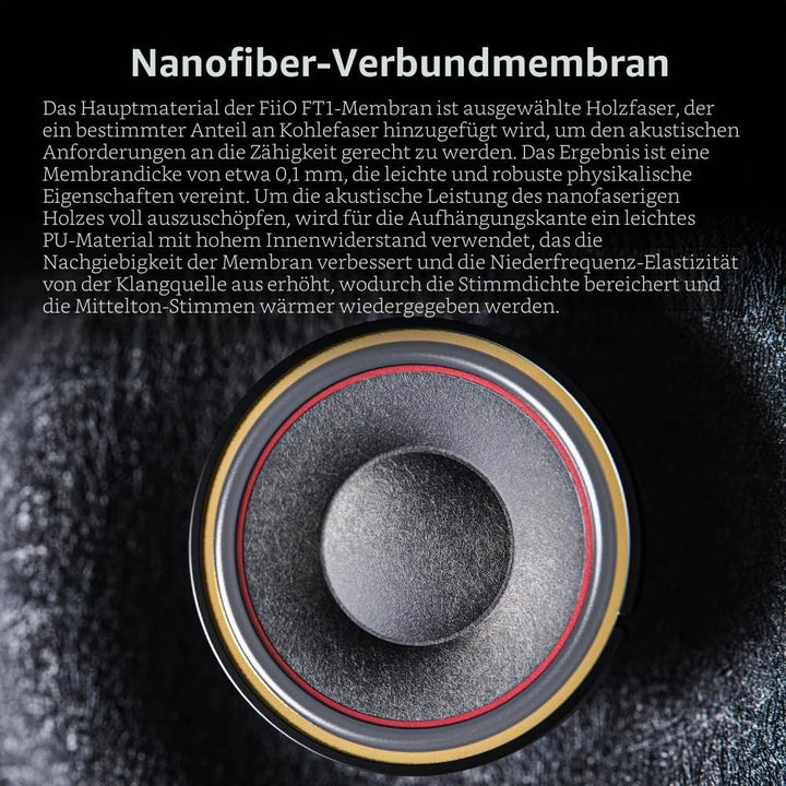 FiiO FT1 32Ω grosse dynamische Treiber-Kopfhörer mit Massivholzschalen Schwarz, Schwarz