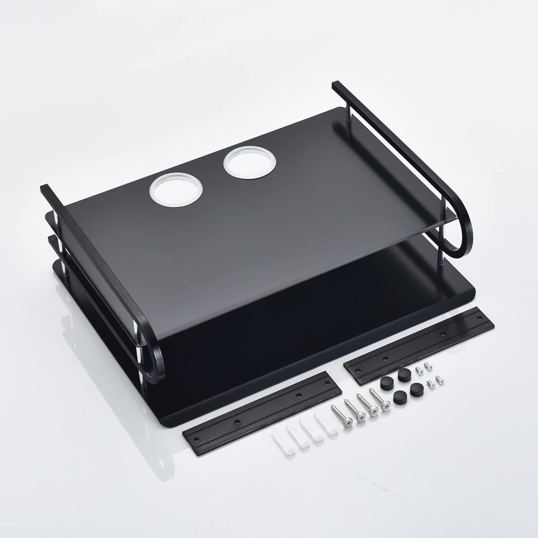 HNVNER Projektor Wand Regal, Router Ablage, Kabelboxen Halterung Multimedia Wandständer für AV-Recei