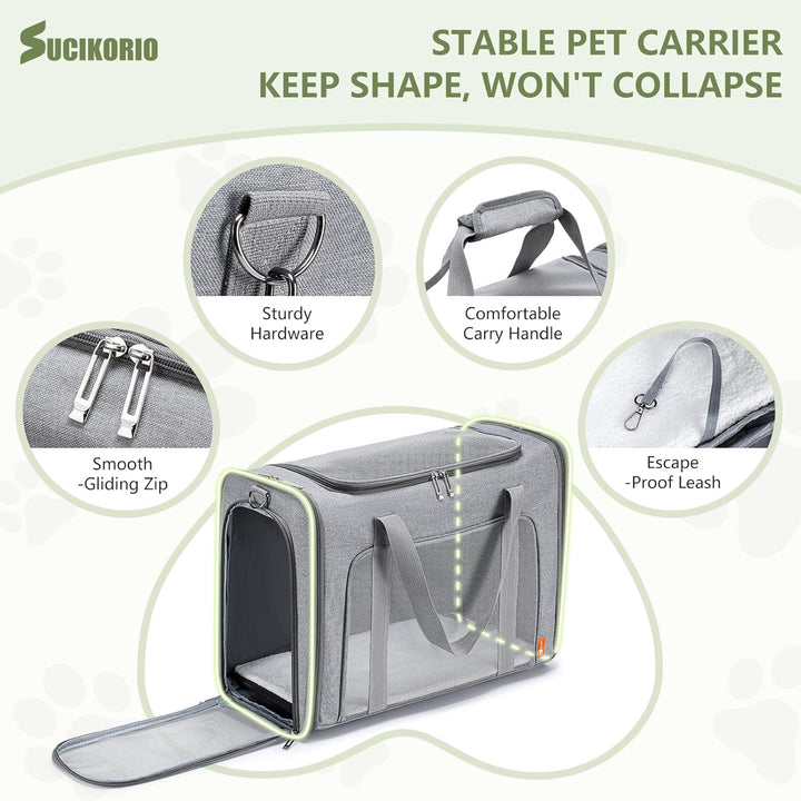 SUCIKORIO Hundetasche Flugzeug 55x40x23 Eurowings Lufthansa, Faltbare Hundetragetasche mit Faltbar R