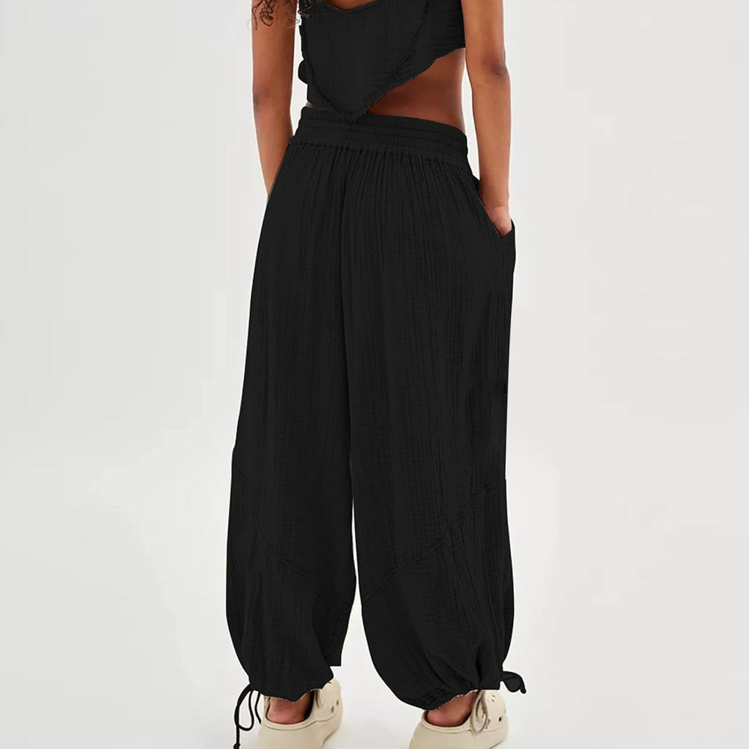 Chanpning Hose Damen Sommer Grosse Grössen Leicht Lang Stoffhose Lockere Hose Damen Sommer Damen Ste