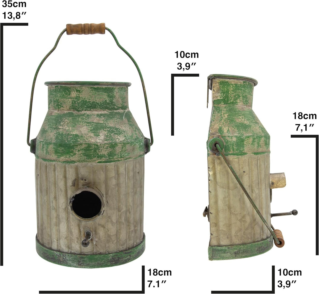 Vogelhaus Balkon und Garten Vintage Deko Milchkanne - Nistkasten für Vögel für Draussen - Wanddeko V