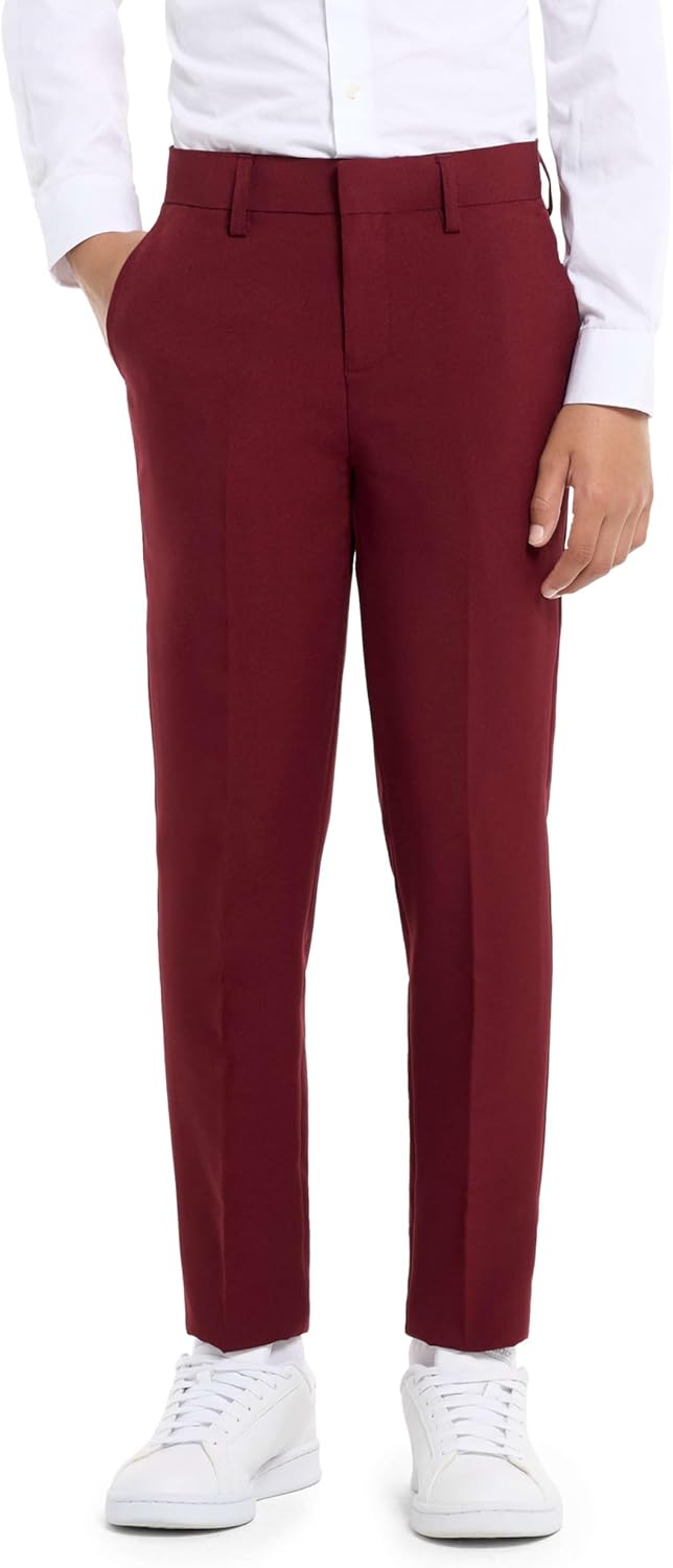 OppoSuits Anzug für Teenager-Jungen, Blazing Burgund, einfarbig - Abschlussball- und Hochzeitsfeier-