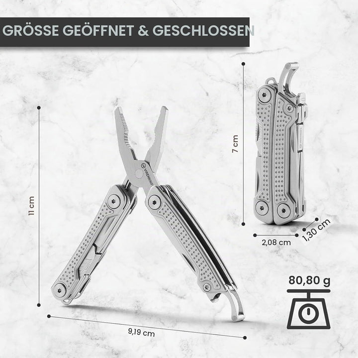 VIRENKNIFE Multitool, 11-in-1 Mini EDC Multitool, Geschenk für Männer, Multifunktionszange aus Edels