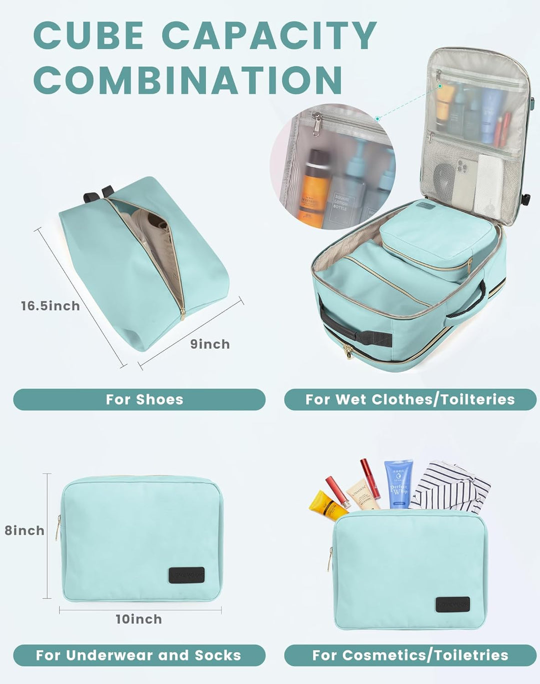 LOVEVOOK Handgepäck Rucksack Flugzeug, 40L Gross Reiserucksack Damen Kofferrucksack, Wasserdicht Rei