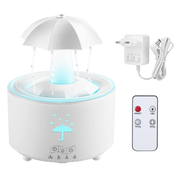 Rotierender Regenwolken Luftbefeuchter mit 7-Farben LED - 300ml Regenschirm Luftbefeuchter Aromather