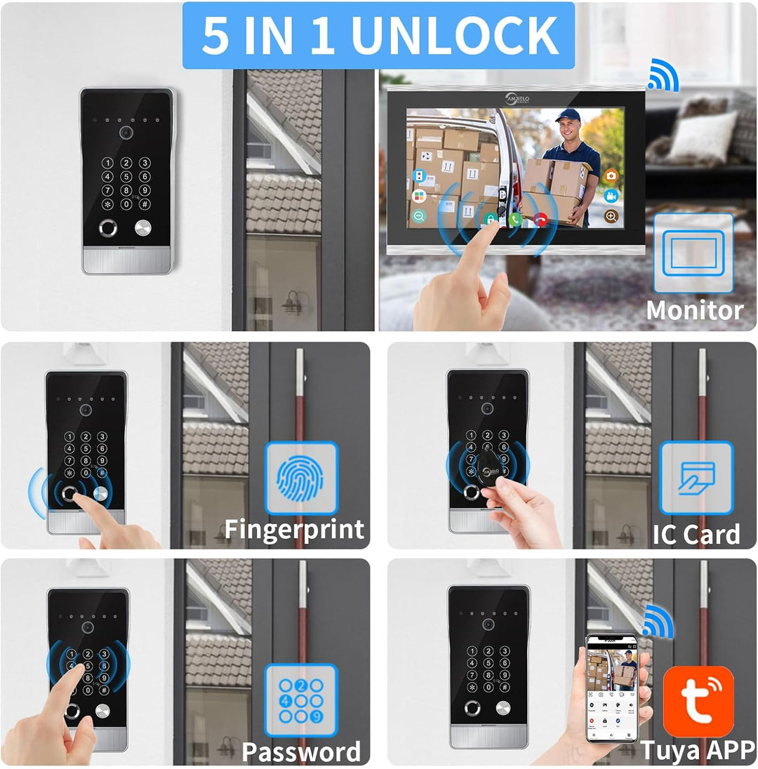 Tuya Video Türklingel Wohnung Gegensprechanlage, WiFi 10-Zoll-Touchscreen-Monitor mit Wired 1080P Tü