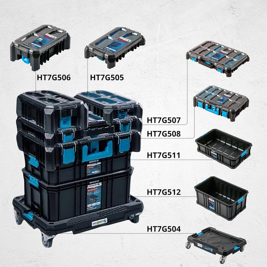 Högert Technik - Hoher Koffer-Organizer HTM, 5 Funktionelle Tassen, Metallscharniere, Resistent Gege