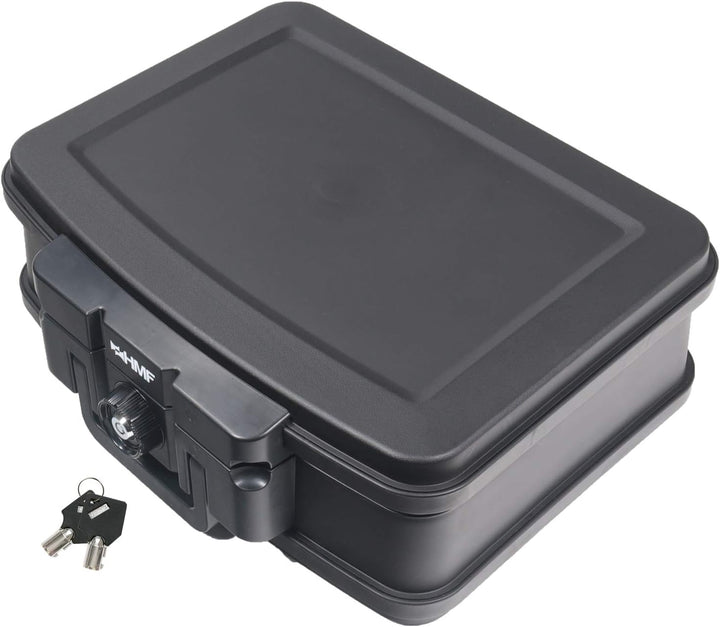 HMF 250452 Feuerfeste Wasserdichte Dokumentenbox | DIN A4 | 44,5 x 16,5 x 33 cm | schwarz