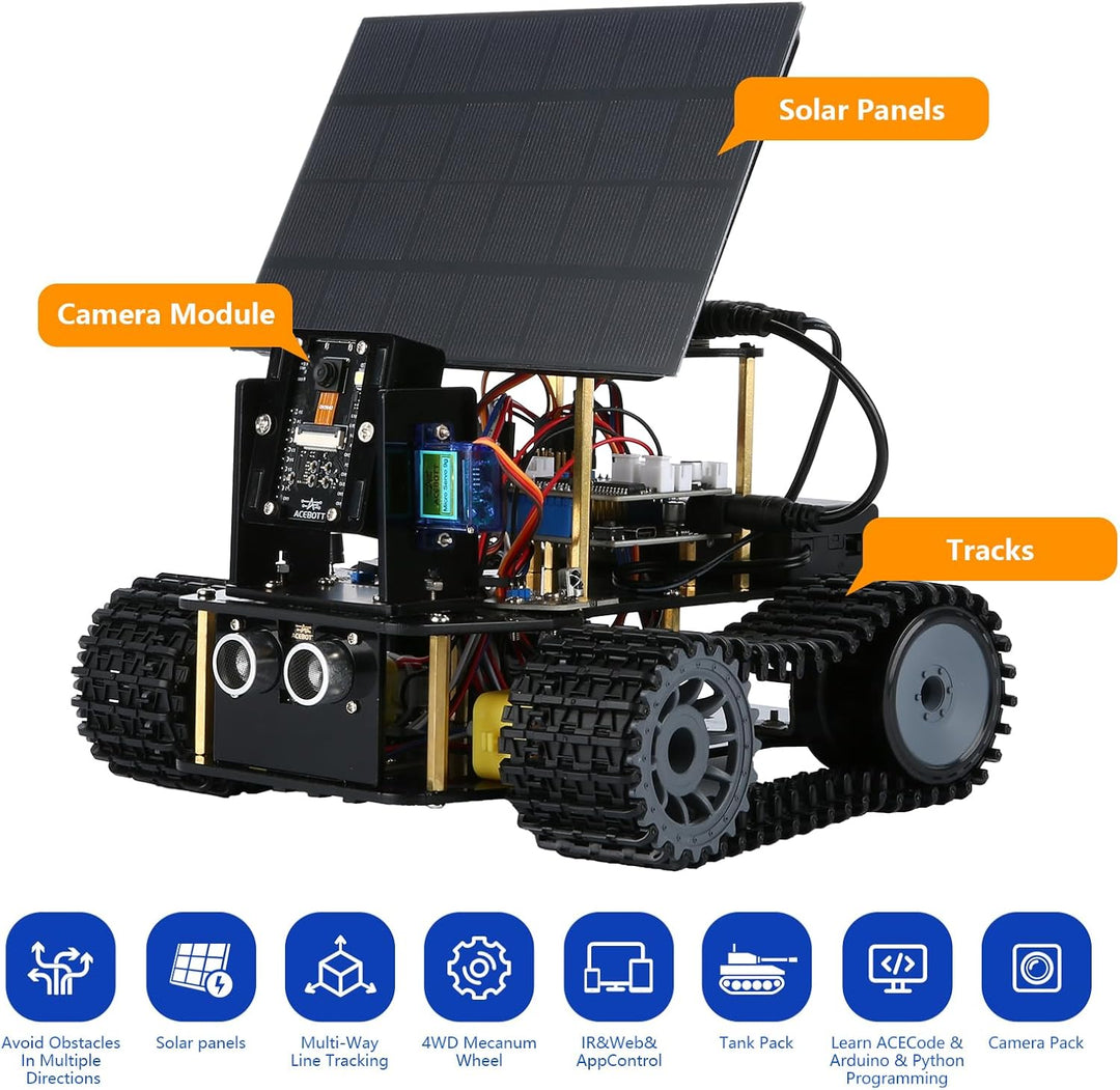 5-in-1-ESP32-Smart-Kamera-Solarroboter-Panzerwagen-Kit, STEM-Spielzeug-Robotik-Kit für Kinder im Alt
