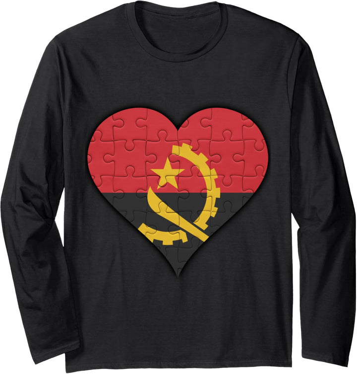 Angola Angolanische Flagge Herz Langarmshirt