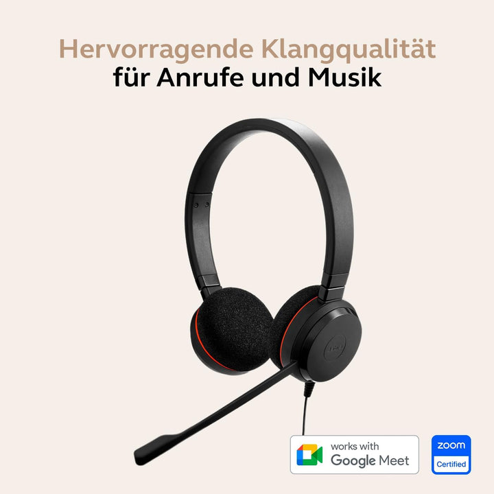 Jabra Evolve 20 Stereo Headset - Unified Communication Zertifizierte Kopfhörer für VoIP Softphone mi