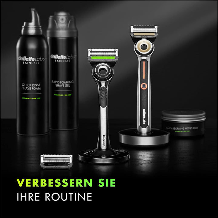 Gillette Labs Rasierklingen, 4 Ersatzklingen, für Gillette Labs Nassrasierer Herren mit Reinigungs-E