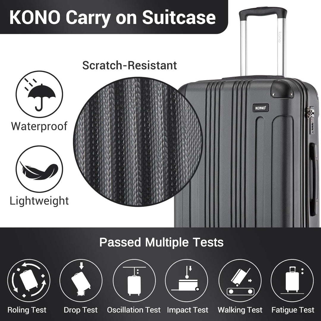 KONO Hartschalen Koffer Trolley Rollkoffer Reisekoffer Zwillingsrollen Kofferset M-L-XL-Set (Grau, S