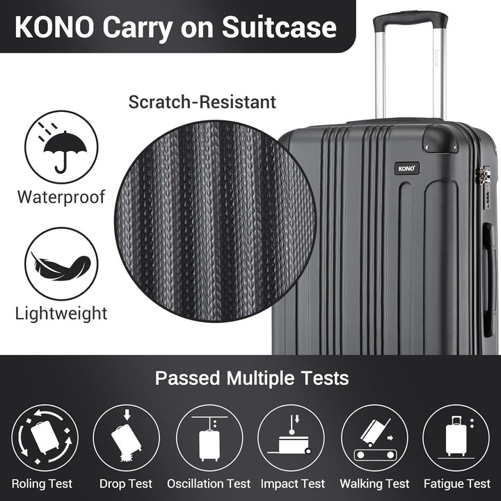 KONO Hartschalen Koffer Trolley Rollkoffer Reisekoffer Zwillingsrollen Kofferset M-L-XL-Set (Grau, S