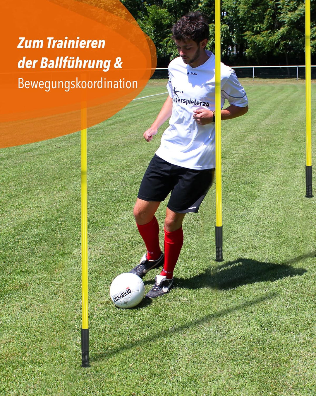 Kombi-Hülse aus Kunststoff mit Kippgelenk & Slalomstange 180 cm – 4er Set – Stange für Slalom & Koor