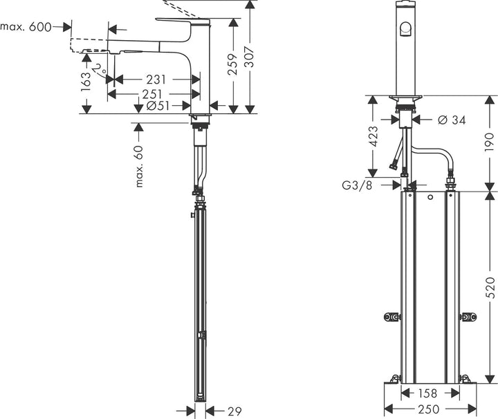 hansgrohe Zesis M33 - Küchenarmatur mit Metall Brause ausziehbar, mit Schlauchbox (sBox), 2 Strahlar