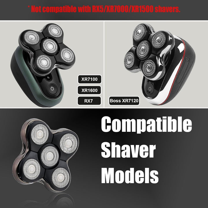 Ersatzscherköpfe für Rx7 Rasierer, kompatibel mit Remington Bald und X R1600/Rx7/Boss X R7120/X R710