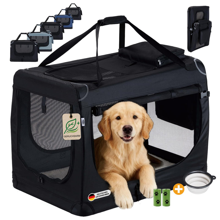 Zedelmaier Hundebox Faltbar Hundetransportbox, XL 81x58x56cm, robust Transportbox für Hund &amp; Katze G
